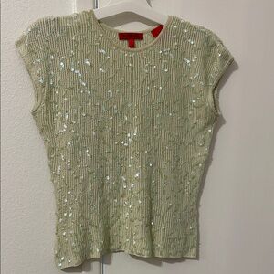 Elegant Beige Sequin Blouse